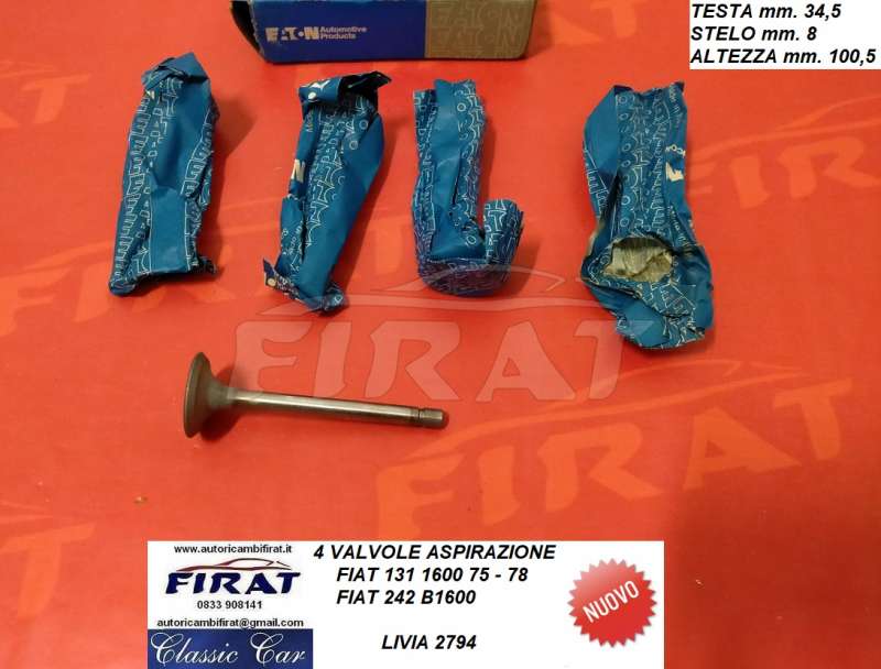 VALVOLE ASPIRAZIONE FIAT 131 1600 - 242 B (2794)